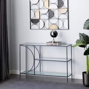 48 in. Black Rectangle Metal Industrial Console Table