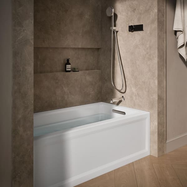 Archer 60 in. x 32 in. Soaking Bathtub with Right-Hand Drain in White