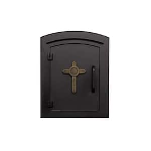Black Column Mount Non-Locking Mailbox with Cross Logo