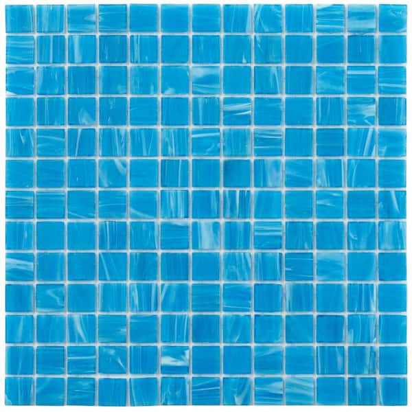 Apollo Tile Celestial 4" x 6" Glossy Dodger Blue Glass Mosaic Uniform square Wall and Floor Sample Tile 0.13 sq. ft./Piece (1-Pack)