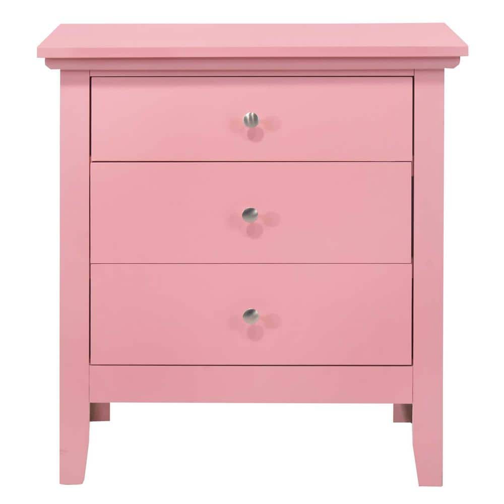 Hammond Pink 3-Drawer Solid Wood Nightstand