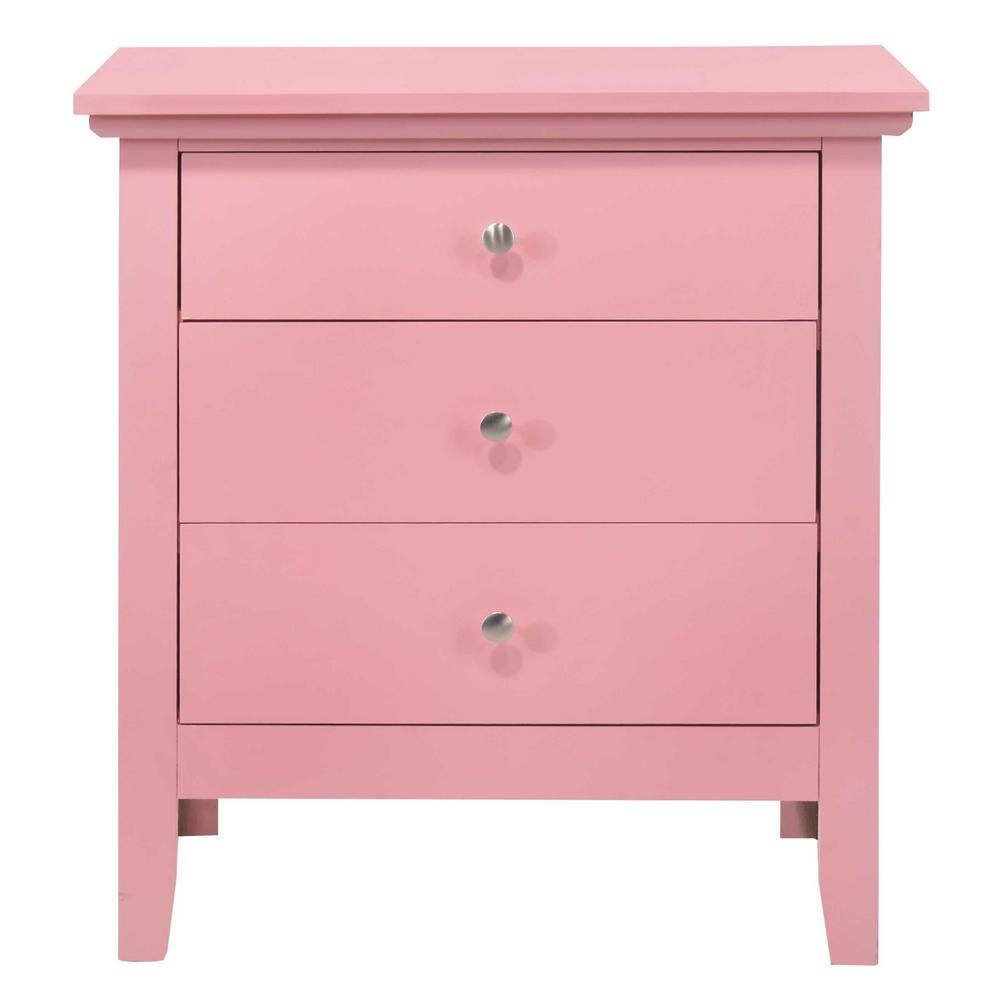 Passion Furniture Hammond 3Drawer Pink Nightstand (26 in. H x 18 in. W