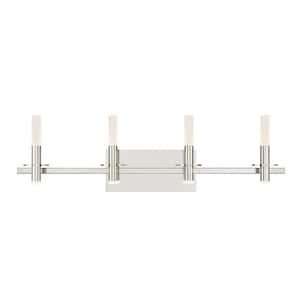 Torna 35.5 in. Polished Nickel Integrated LED Vanity Light Bar with Frosted White Acrylic Shade