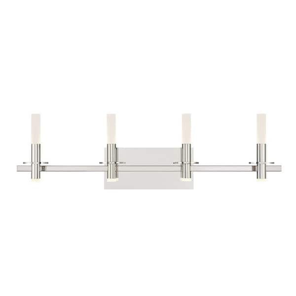Eurofase Torna 35.5 in. Polished Nickel Integrated LED Vanity Light Bar with Frosted White Acrylic Shade
