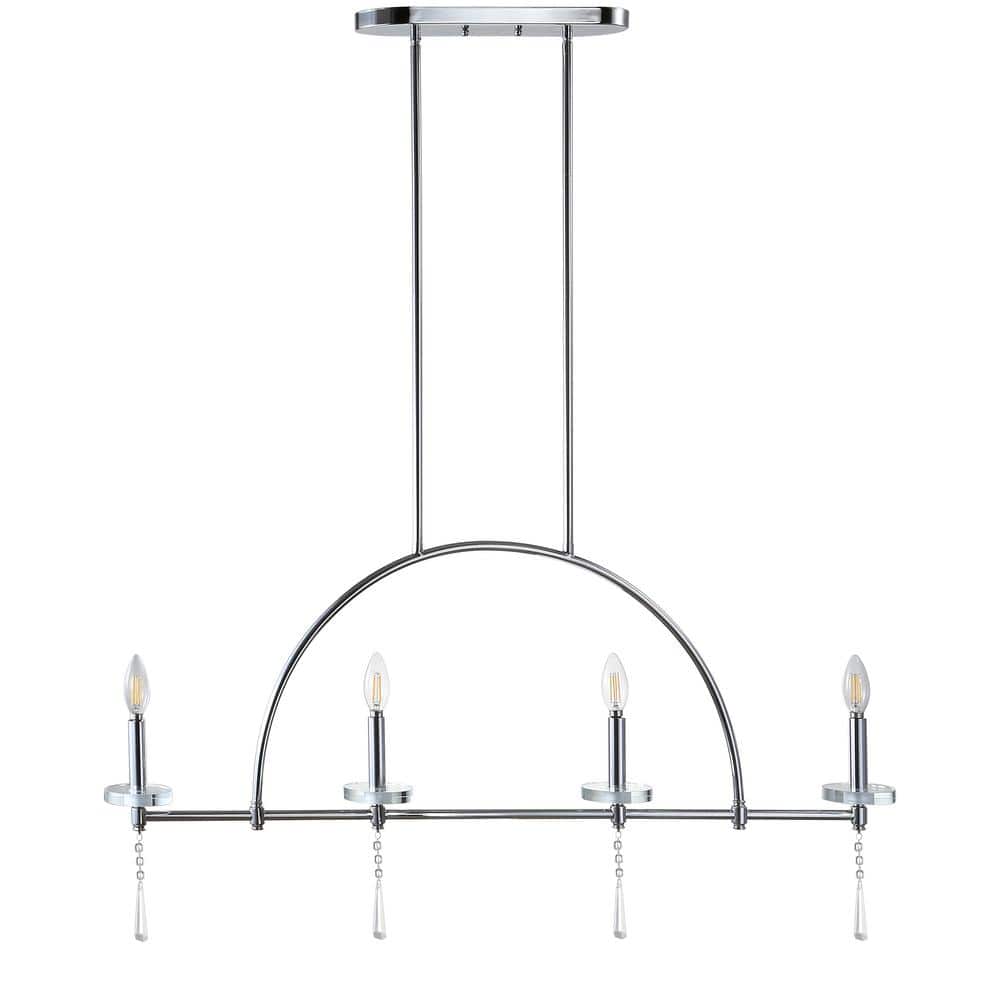 Doris Contemporary Chrome 41" LED Linear Pendant with Crystal Accents