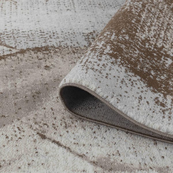 Sakarya Collection Brown Beige 8 ft. x 11 ft. Abstract Modern Indoor Area Rug