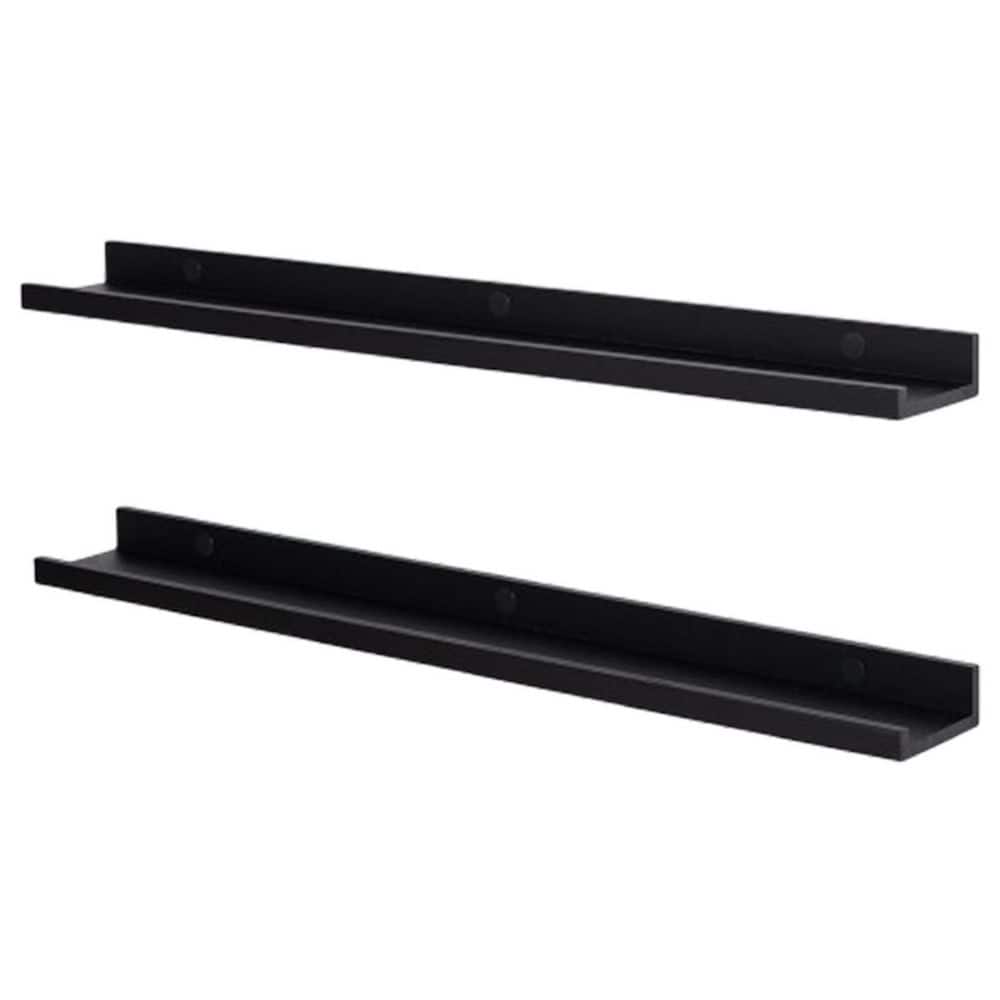 24 in. W x 4.5 in. D Black Floating Shelves Decorative Wall Shelf (Set of 2