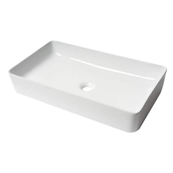 Alfi Brand 24 In Above Mount Porcelain Rectangular Vessel Sink White Abc902 W - Best Porcelain Bathroom Sinks