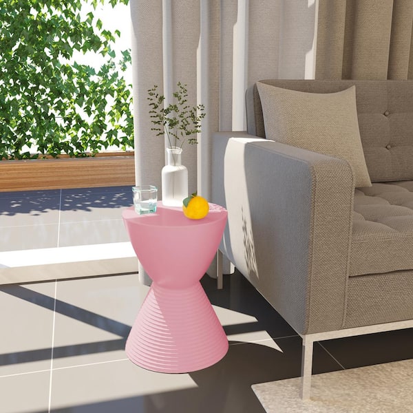 Boyd 11.75 in. W Pink Modern Round Plastic Accent Contemporary Lightweight Side End Table