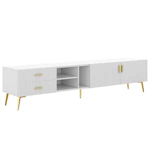 70.9 in. W x 13.8 in. D x 16.1 in. H White Linen Cabinet with TV Stand Fits TV's up to 77 in.