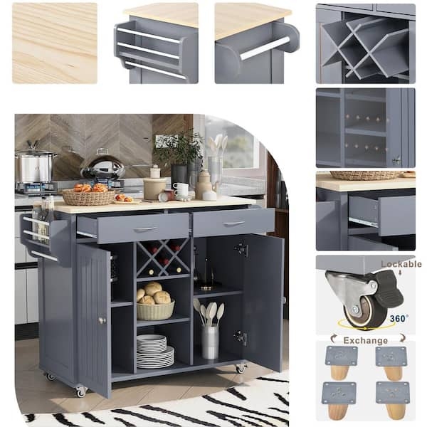 Gray Kitchen 2-Drawer Storage Organizer