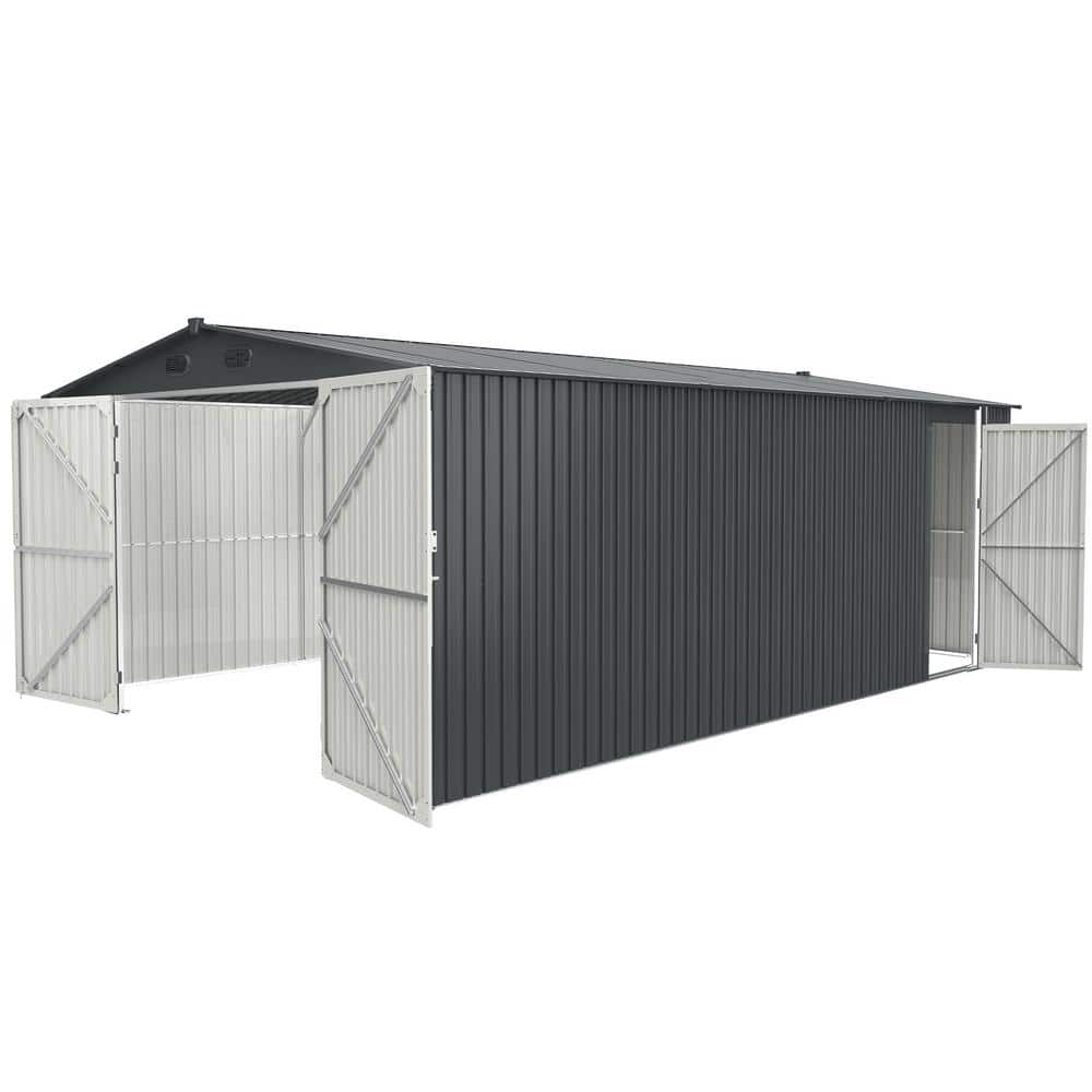 20 ft. W x 13 ft. D Metal Shed with Double Door 260 (sq ft)