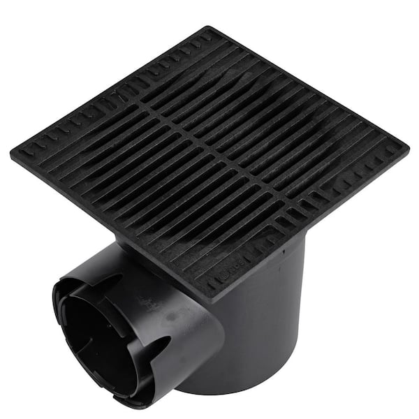 9 in. Plastic Square Drainage Grate in Black