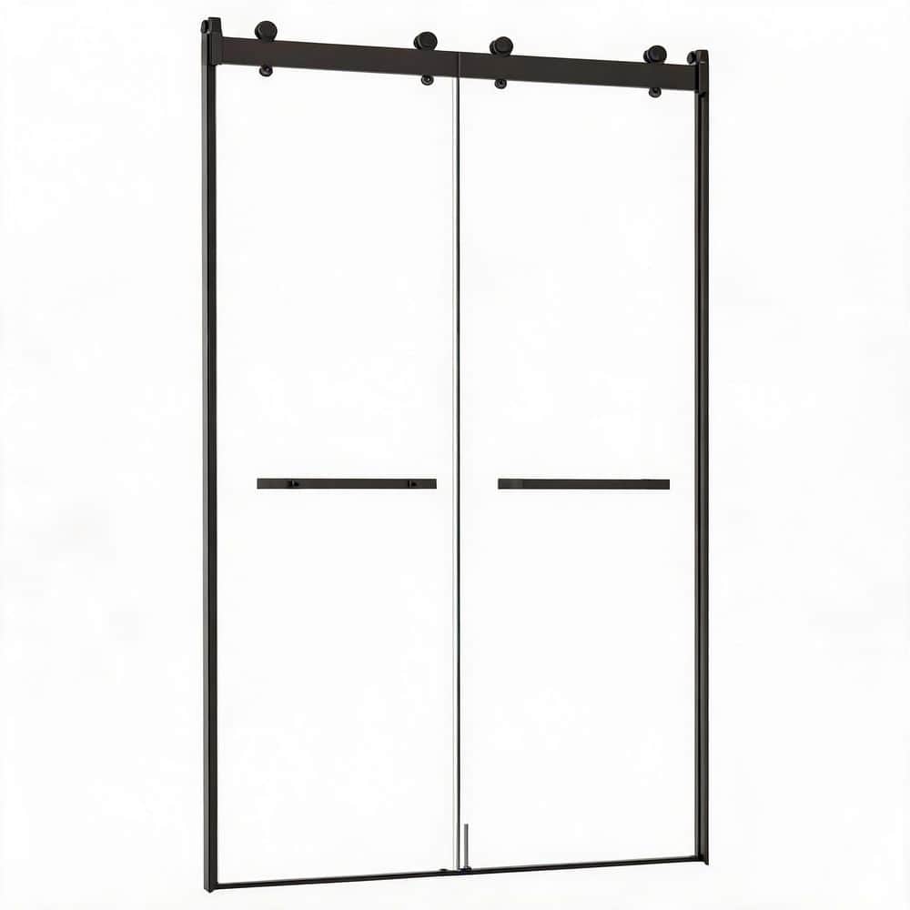 56 in. - 60 in. W x 75 in. H Frameless Sliding Shower Door in Matte Black with Clear Tempered Glass and Soft-Close price history on PriceWatchPro