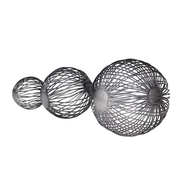 Litton Lane Gray Metal Geometric Sculpture (Set of 3)