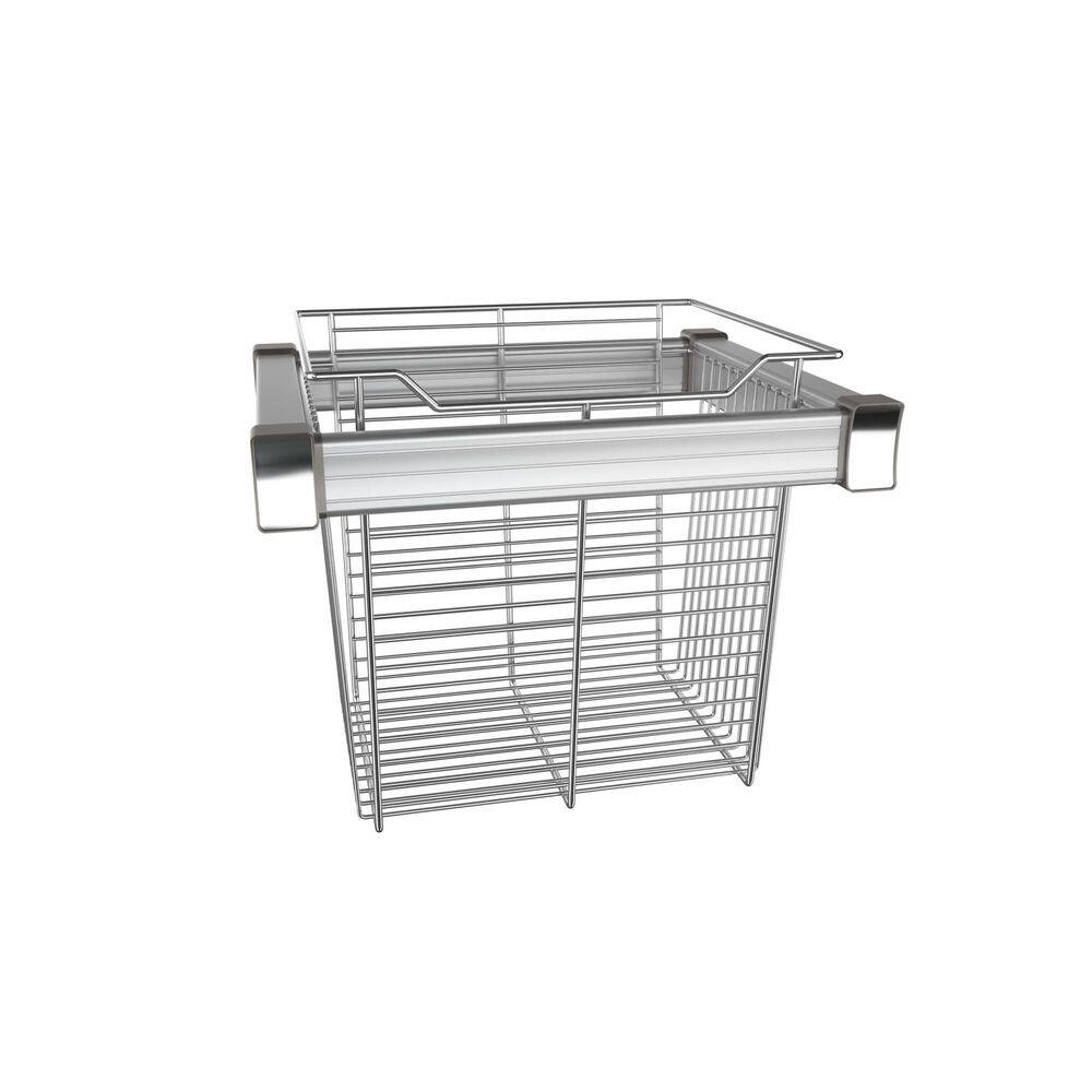 Premium 16.34 in. H x 16.5 in. W Chrome Aluminum Full-Extension Wire Sliding Basket for Cabinets price history on PriceWatchPro