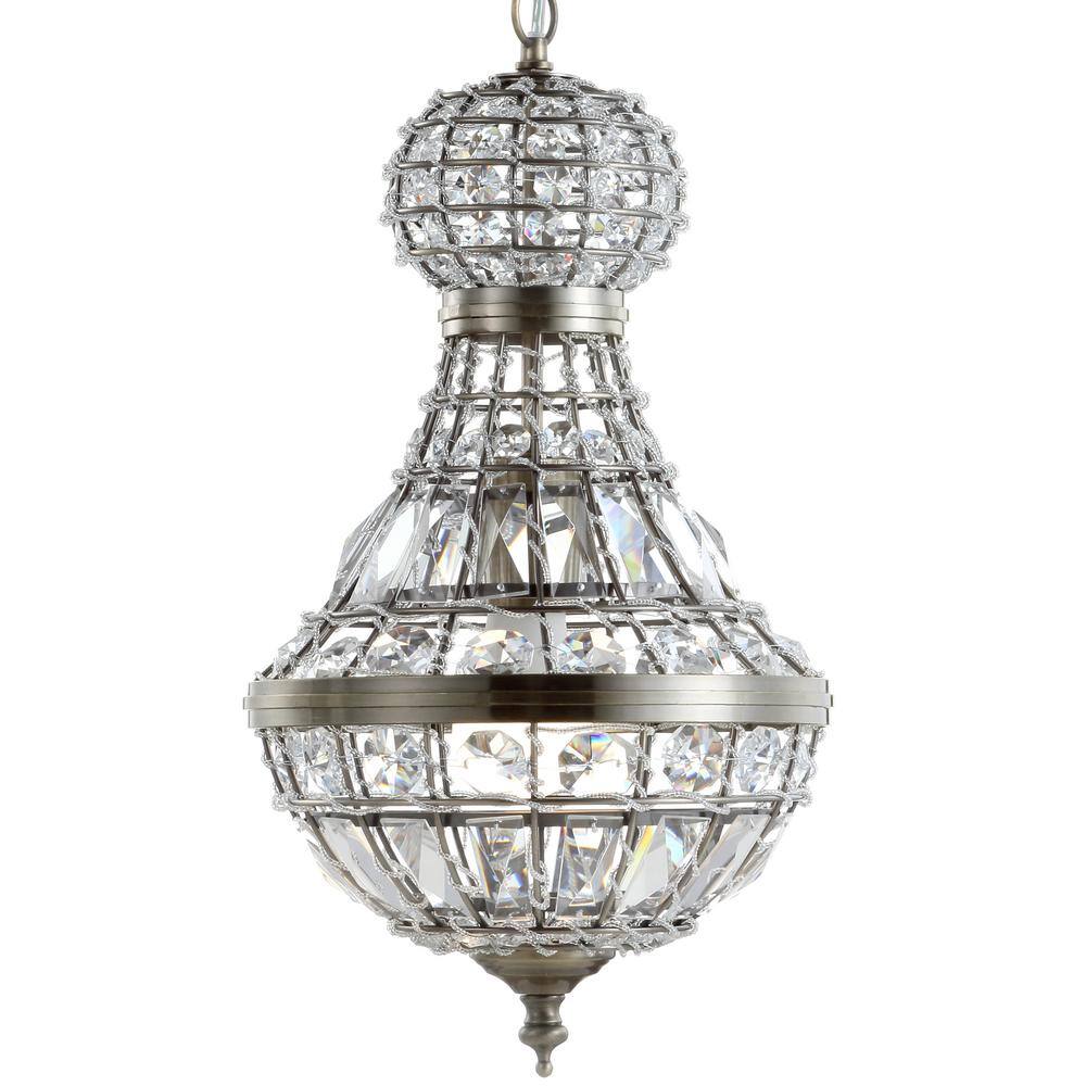 Regina 12" Antique Brass Crystal Empire LED Chandelier