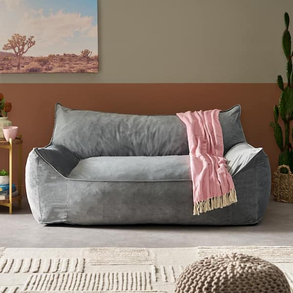 Loungie Resty Light Grey Bean Bag Lounge Chair Nylon Foam Sleeper  BB146-28LG-HD - The Home Depot