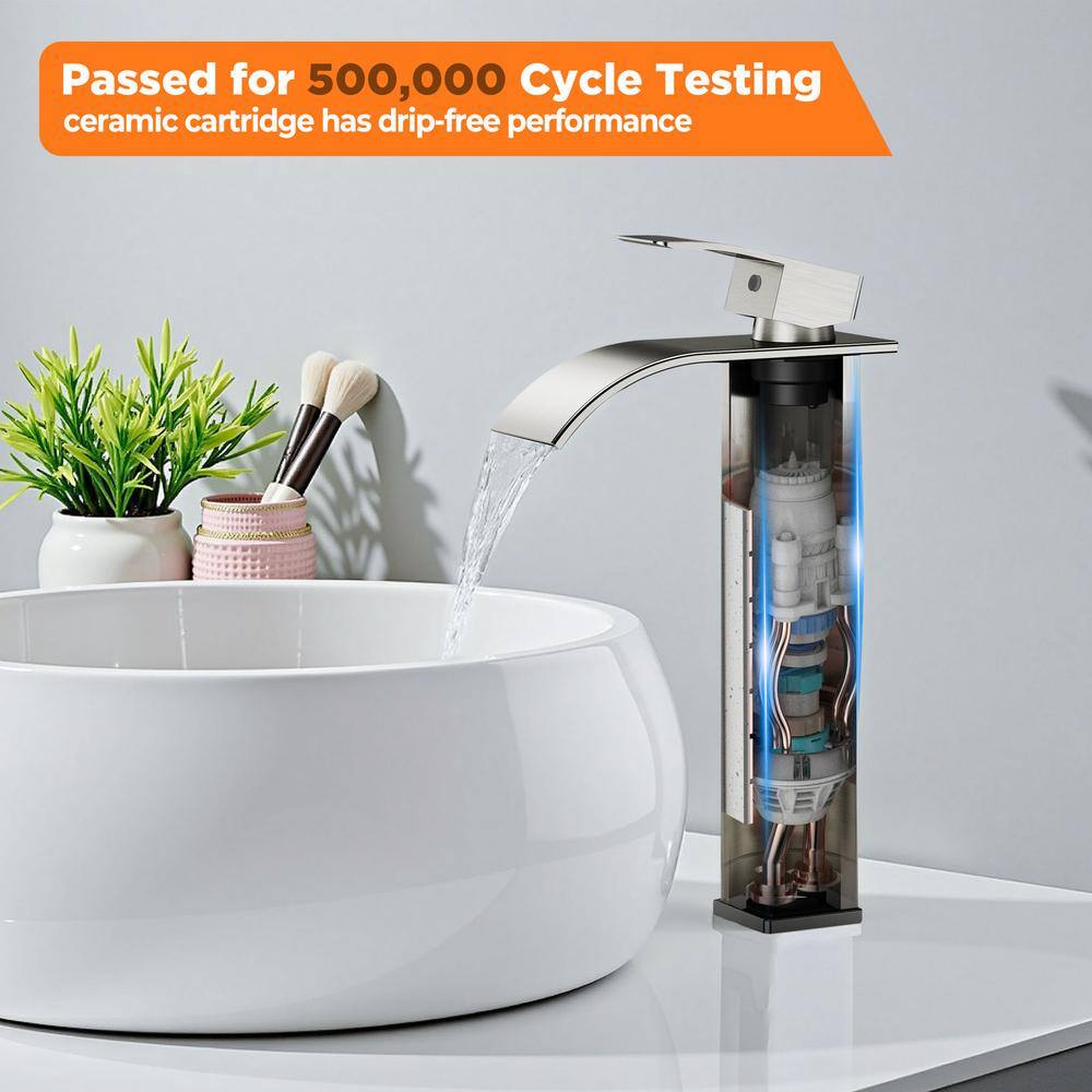 Brushed Nickel Single Handle High Arc Bathroom Faucet