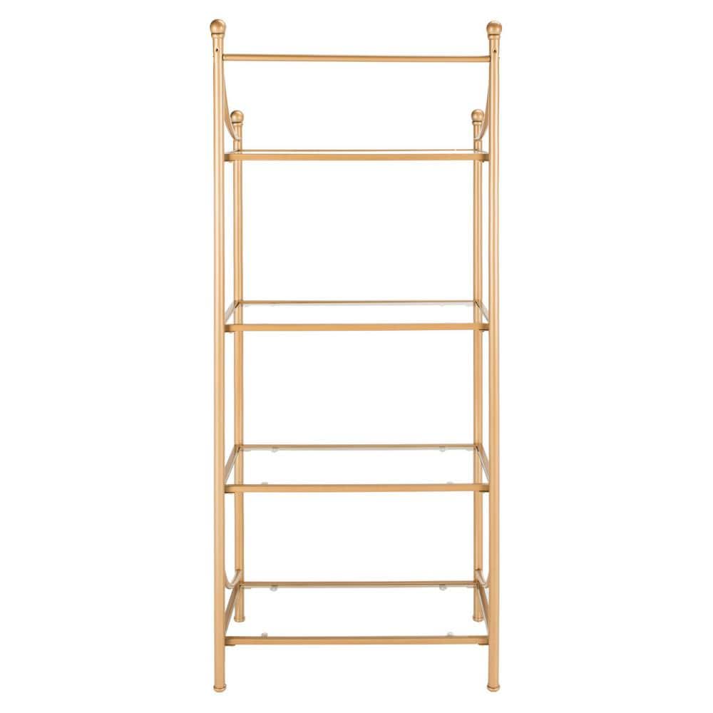 Elegant Diana 4-Tier Gold Metal & Tempered Glass Etagere