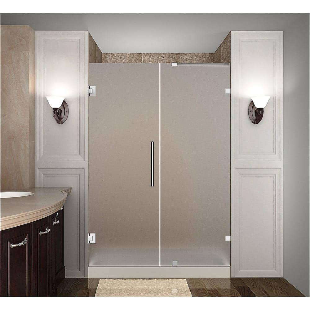 Aston Nautis 47 in. x 72 in. Completely Frameless Hinged Shower Door with Frosted Glass in Chrome -  SDR985FCH4710