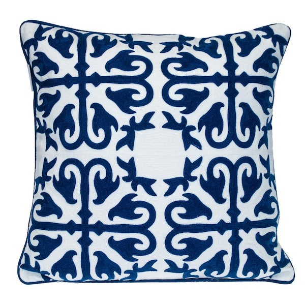 PARKLAND COLLECTION 20 X 20 Transitional Geometric Blue Square 20 in. x 20 in. Pillow