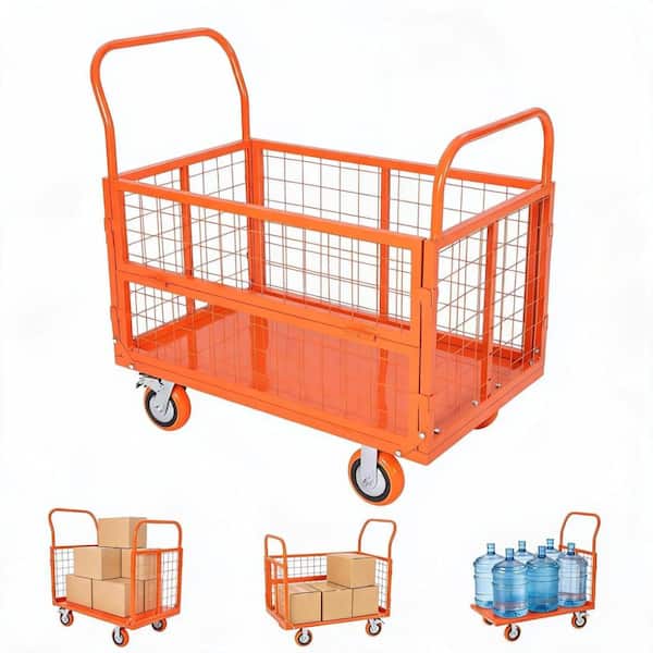 小林2脚セットTRUCK FURNITURE 6‑in‑1 Folding Platform Truck Cart,1800 lb,Removable Mesh Sides