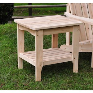 24 in. Long Natural Rectangular Wood Outdoor Side Table