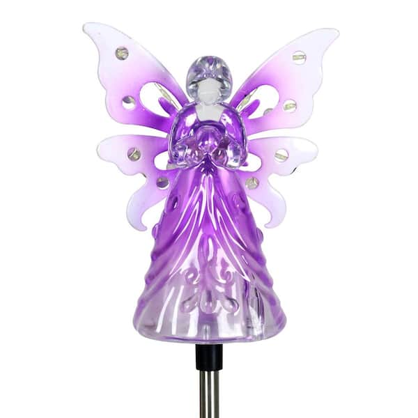 Exhart Solar Angel 2.82 ft. Purple Plastic Garden Stake