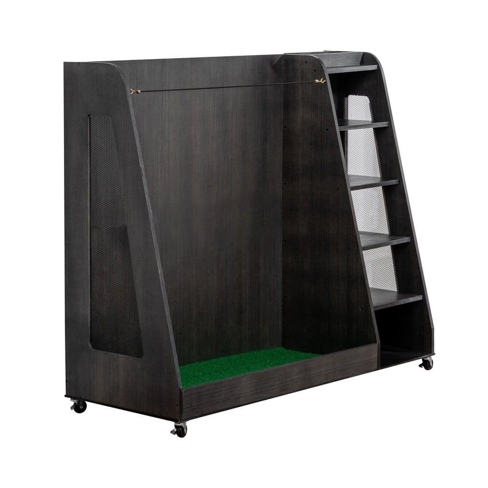Lucasta Gray Wood 3-Golf Bag Storage Organizer with 5-Shelves, 4-Hooks and Golf Club Holders price history on PriceWatchPro