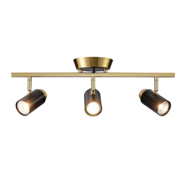 Matte Brass 3-Light Track Light with Black Accents and Adjustable Heads, 21 in. Dimmable Track Bar for Modern Kitchens