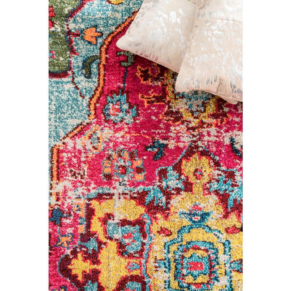 Multicolor Medallion Synthetic Easy Care Rug 62"x24"