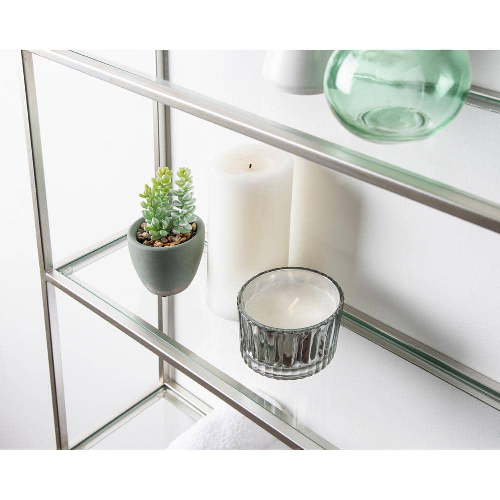 Silver Scalloped 4-Tier Glass Wall Shelf