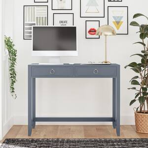 Her Majesty 40 in. W, Rectangular, k Blue Metal 2-drawer Desk with Blue