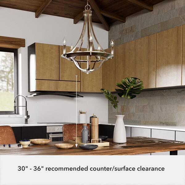Hunter Perch Point 5-Light Brushed Nickel Transitional Led Chandelier