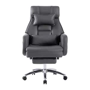 Leather Swivel Ergonomic Office Chair Executive Chairs High Back Boss Chair 155° Reclining Computer Chair in Dark Gray