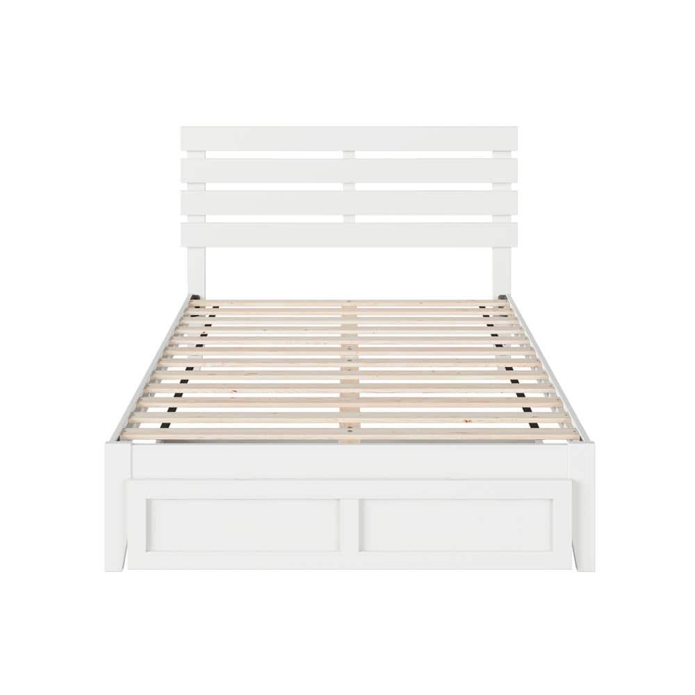 Oxford White Full Bed with Foot Drawer and USB Charger