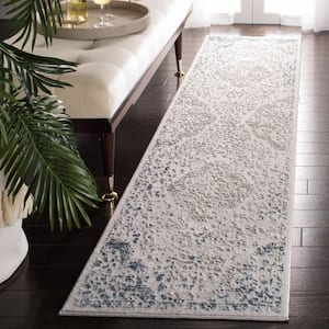 Invista Grey/Ivory 2 ft. x 8 ft. Floral Distressed Gradient Runner Rug