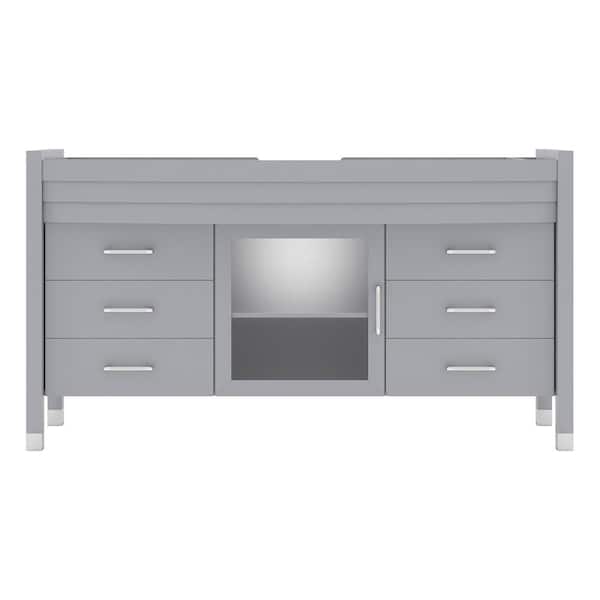 Virtu USA Ava 61 in. W x 22 in. D x 35 in. H Bath Vanity Cabinet without Top in Gray