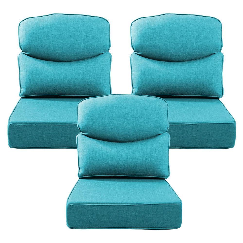 Ivora 24 in. W x 24 in. D x 6 in. T 6-Piece Water Resistant Outdoor Lounge Chair Replacement Cushion Set in Light Blue