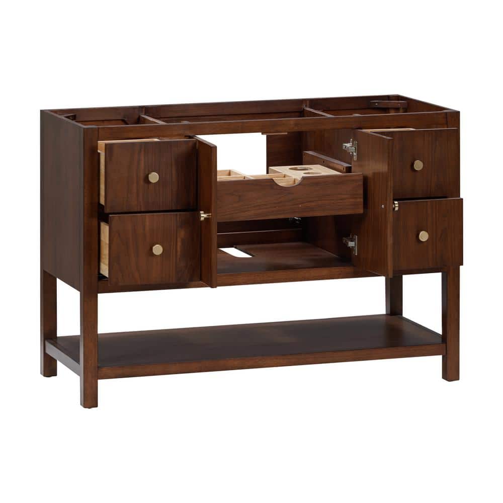 Zoe 48'' Walnut Single Bathroom Vanity Base with Gold Hardware