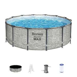  Bestway Power Steel 14' x 42” Round Above Ground Outdoor  Backyard Swimming Pool Set with 680 GPH Filter Pump, Ladder, and Pool Cover  : Patio, Lawn & Garden