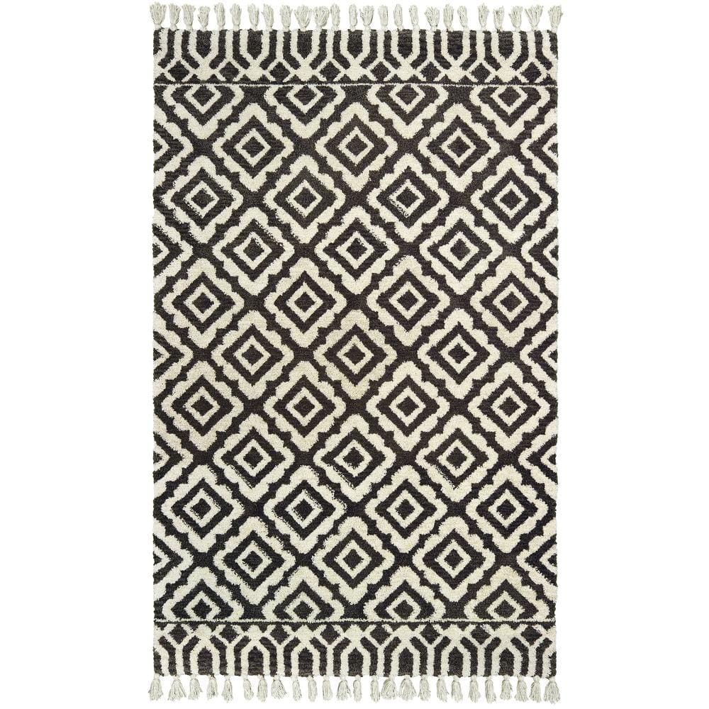 AVERLEY HOME Mindy Charcoal/Ivory 5 ft. x 8 ft. Lattice Area Rug 393096 ...