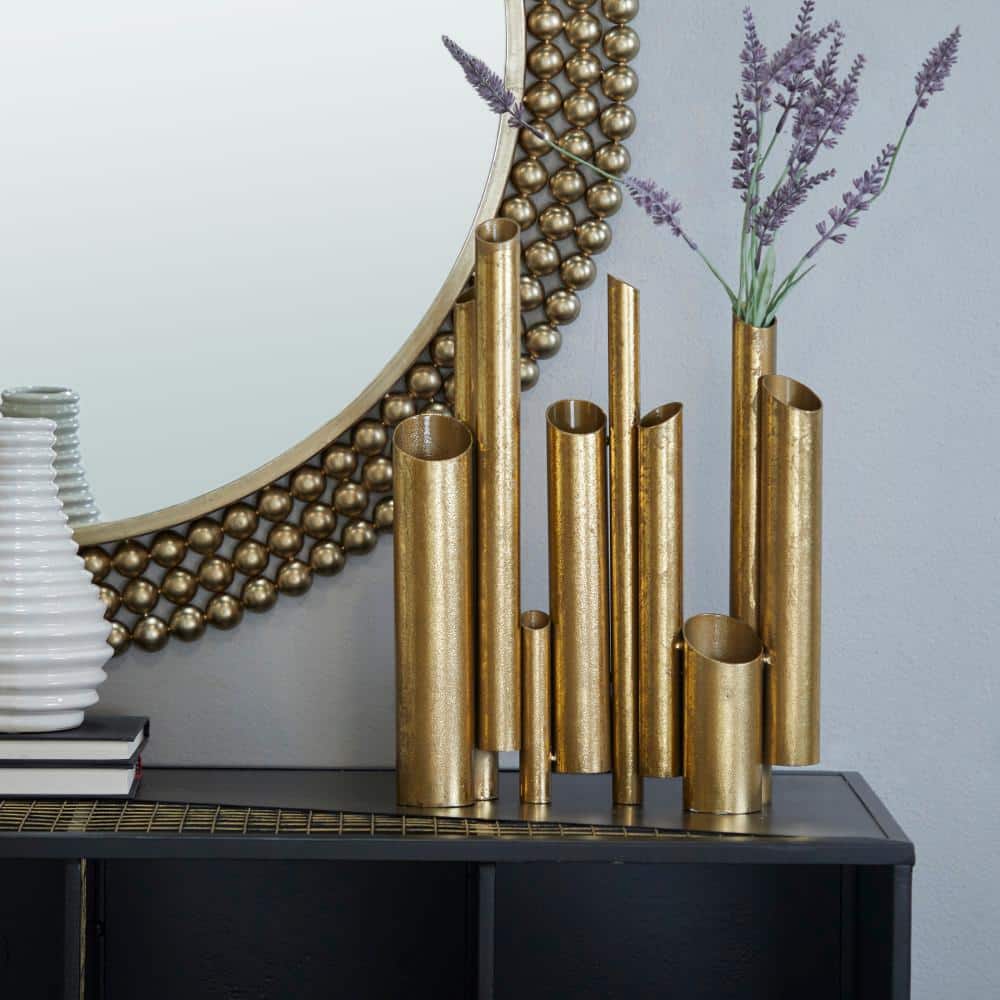 CosmoLiving by Cosmopolitan Gold Organ Pipe Metal Decorative