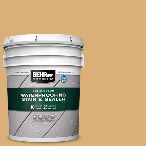 BEHR PREMIUM 5 gal. #SC-139 Colonial Yellow Solid Color Waterproofing Exterior Wood Stain and Sealer
