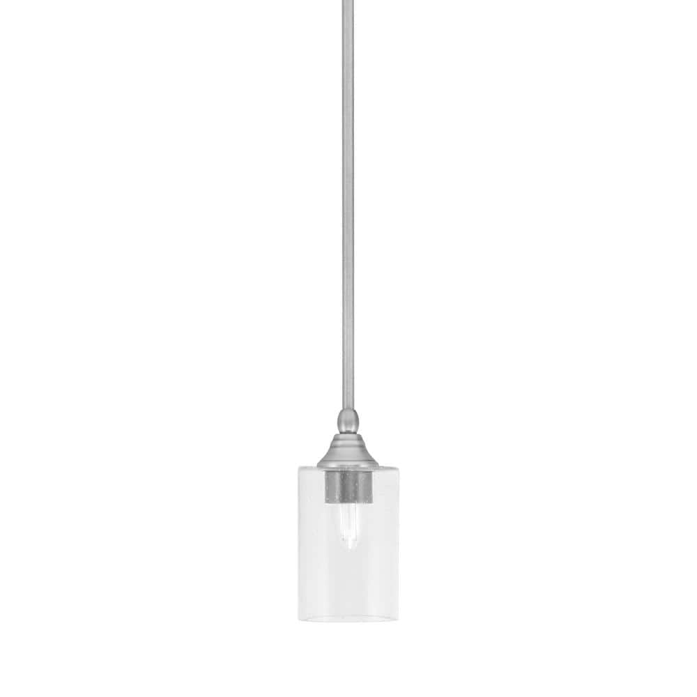 Sparta 100-Watt 1-Light Brushed Nickel Shaded Pendant Light Mini Pendant wi