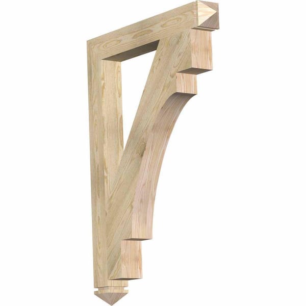 Ekena Millwork 4 in. x 44 in. x 32 in. Douglas Fir Merced Arts and Crafts Rough Sawn Bracket