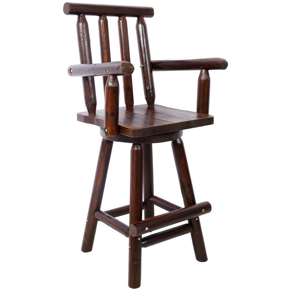 Brown Wood Outdoor Bar Stool with Footrest price history on PriceWatchPro