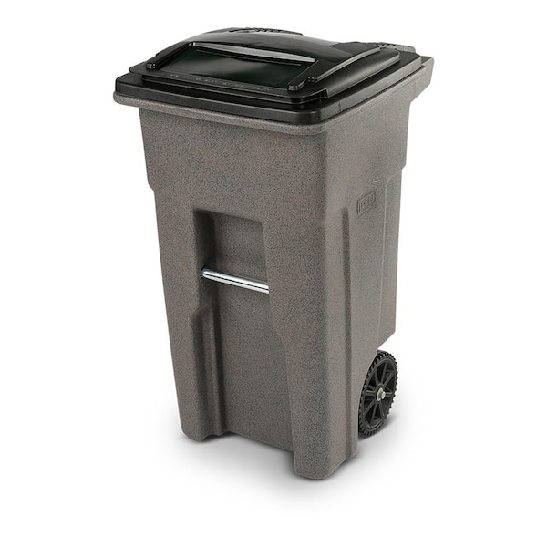Toter 32 Gal. Greystone Trash Can with Wheels and Attached Lid