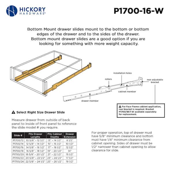 20 in. Bottom Mount Euro Drawer Slide (1-Pack) 20 in. Bottom Mount Euro Drawer Slide (1-Pack)